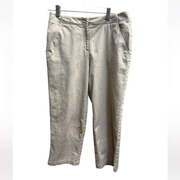 TOMMY BAHAMA women's flat front stretch Capri pants SZ 10 Banana Tropical Beach - Picture 1 of 10